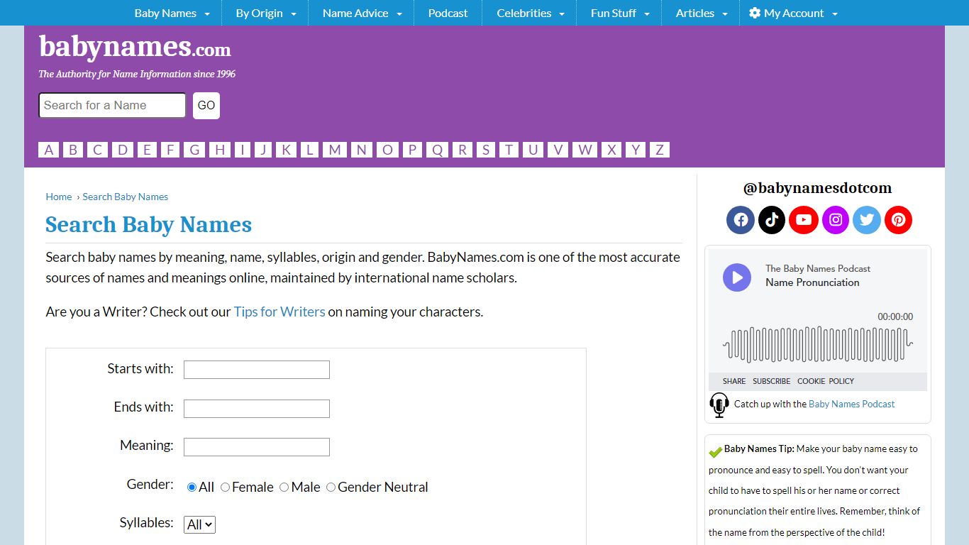 Search Baby Names by Name, Meaning, Origin, Syllables